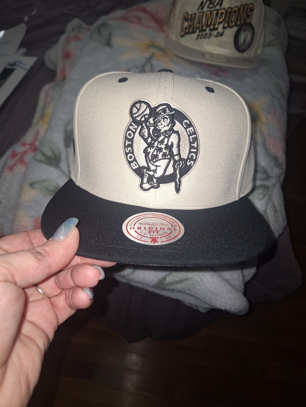 NBA Boston Celtics Two-Tone Fitted Snapback Hat - Cream and Black